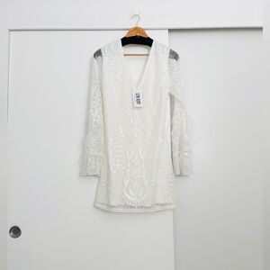 12th Tribe White Embellished Mini Dress